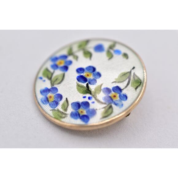 David Anderson Norway Pin Brooch Flower Enamel Round Signed Victorian 925 BinBP - Picture 6 of 12